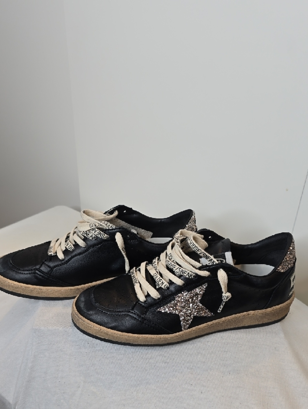 Golden Goose Black Sneakers with Glitter Star and Cream Laces - Picture 3 of 3